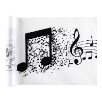 Camino de mesa de 30 cm de notas musicales - 5 m