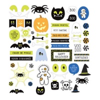 Chipboard de Halloween adhesivos fosforescentes - 60 piezas