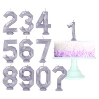 Vela de número morado poligonal de 8 cm - 1 unidad