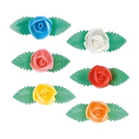 Obleas de flores con hojas alargadas de 6,5 cm - Dekora - 80 unidades