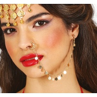 Piercing falso con cadena dorada