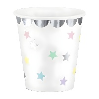Vasos de Unicornio con estrellas de 180 ml - 6 unidades