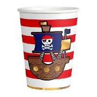 Vasos de pirata Barba roja de 250 ml - 8 unidades