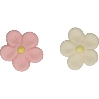 Figuras de azúcar de margaritas rosas y blancas - FunCakes - 12 unidades
