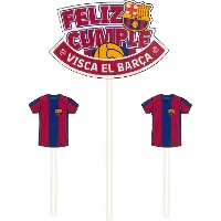 Toppers de FC Barcelona Feliz Cumple - 3 unidades