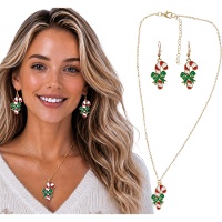 Set de collar y pendientes de bastón de caramelo