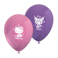 Globos de látex de Hello Kitty y Kuromi - 8 unidades