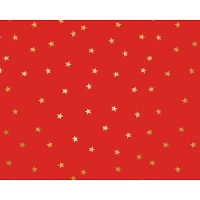 Papel de regalo rojo con estrellas doradas de 2 x 0,70 m - 1 unidad
