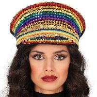 Gorra de policia multicolor con pedrería