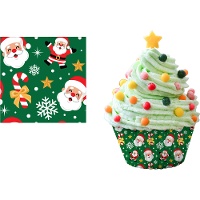 Cápsulas para cupcakes de 5 cm de Papá Noel - 50 unidades