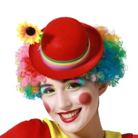 Mini sombrero de payaso con flor