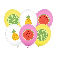 Globos de latex de frutas tropicales de 30 cm - 6 unidades