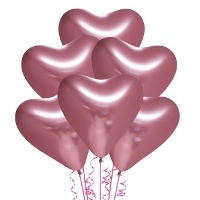 Globos de látex de 30 cm cromados biodegradable de corazón - Globos Nordic - 6 unidades