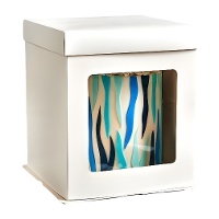 Caja de 26 x 26 x 29,4 cm para tarta blanca con ventana