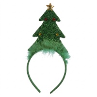 Diadema de Árbol de Navidad con plumas