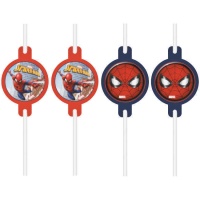 Pajitas del fantástico Spiderman de 22 cm - 4 unidades