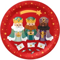 Platos de 23 cm de los Reyes Magos - 8 unidades
