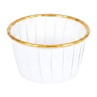 Cápsulas para cupcakes de 5 cm blanca y dorada - 50 unidades