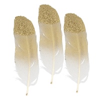 Plumas decorativas degradado con purpurina - 6 unidades
