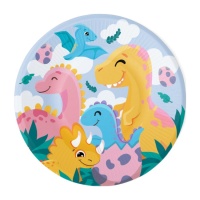 Platos de Dino Friends de 23 cm - 8 unidades