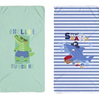 Toalla de playa de 140 x 70 cm dino o tiburón - 1 unidad
