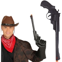 Revolver negro de cañón largo - 43 cm