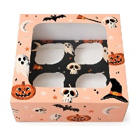 Caja para 4 cupcakes de Halloween Boo - Azucren