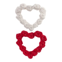 Figuras de azúcar de corazones con rosas de 5 cm - Dekora - 15 unidades