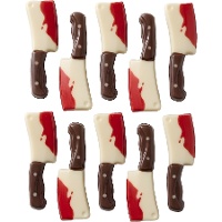 Figuras de chocolate blanco de cuchillos ensangrentados - 10 unidades