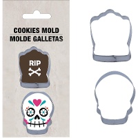 Cortadores de tumba y calavera para galletas - 2 unidades