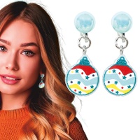 Pendiente de bolas de navidad azul - 1 par