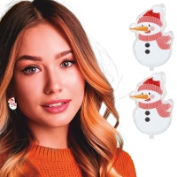 Pendientes de muñeco nieve con gorrito - 1 par