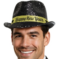 Gorro de Happy New Year de lentejuelas