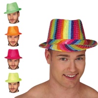 Sombrero de gánster con lentejuelas de colores