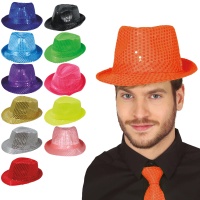 Sombrero de gánster con lentejuelas de colores