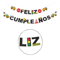 Guirnalda de Feliz cumpleaños de construcción - 5 m