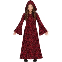 Disfraz de bruja estilo gótico rojo infantil