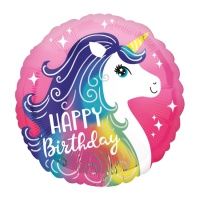 Globo unicornio de Happy Birthday de 43 cm - Anagram