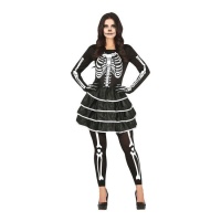 Disfraz de esqueleto con falda de volantes de mujer