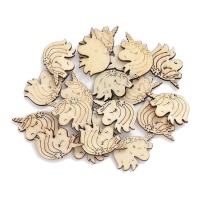 Figuras de madera de unicornio soñador de 3 cm - 20 unidades