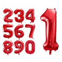 Globo de número rojo de 86 cm - PartyDeco