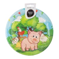 Platos de animales de granja felices de 23 cm - 8 unidades