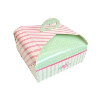 Caja de 25 x 25 x 10 cm para tarta cuadrada con asa