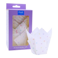 Cápsulas tulipán de papel para muffins de topos de colores - PME - 24 unidades