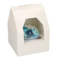 Caja para 1 cupcake blanca con ventana de 9 x 9 x 13 cm - FunCakes - 5 unidades