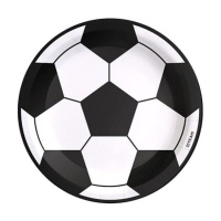 Platos de fútbol balón blanco y negro de 18 cm - 8 unidades
