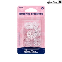 Botones creativos de plástico transparente - Hemline- 12 unidades