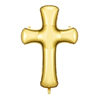 Globo de cruz dorada de 91 x 63 cm - PartyDeco