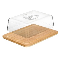 Quesera rectangular de bambú de 26 x 20 x 7,3 cm