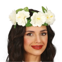Diadema de flores con hojas - 1 unidad